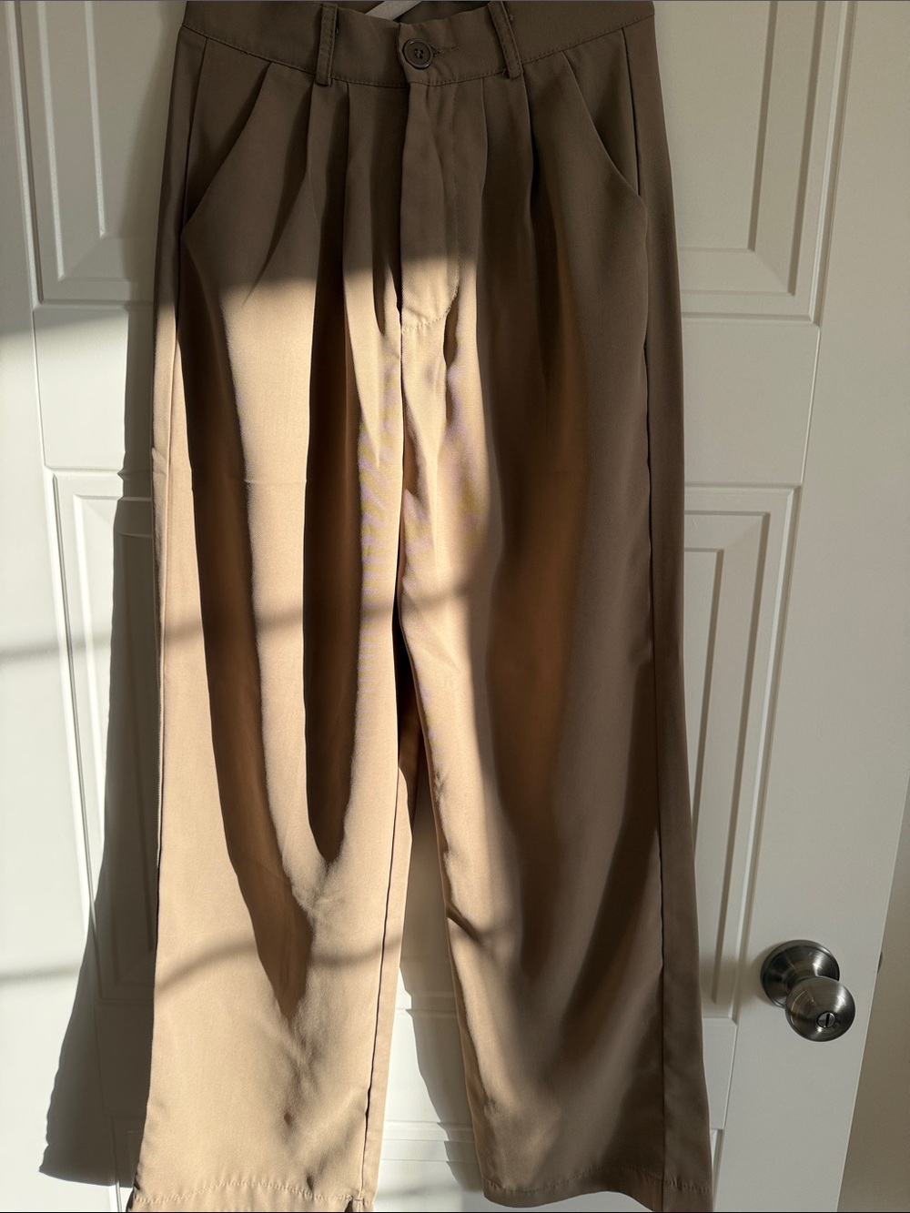 Wide Leg Pleated Trousers - Taupe